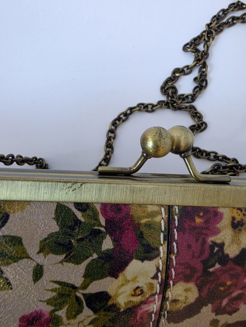 Patricia Nash Vintage-Inspired Floral Leather Clutch with Detachable Brass Chain - Picture 3 of 16